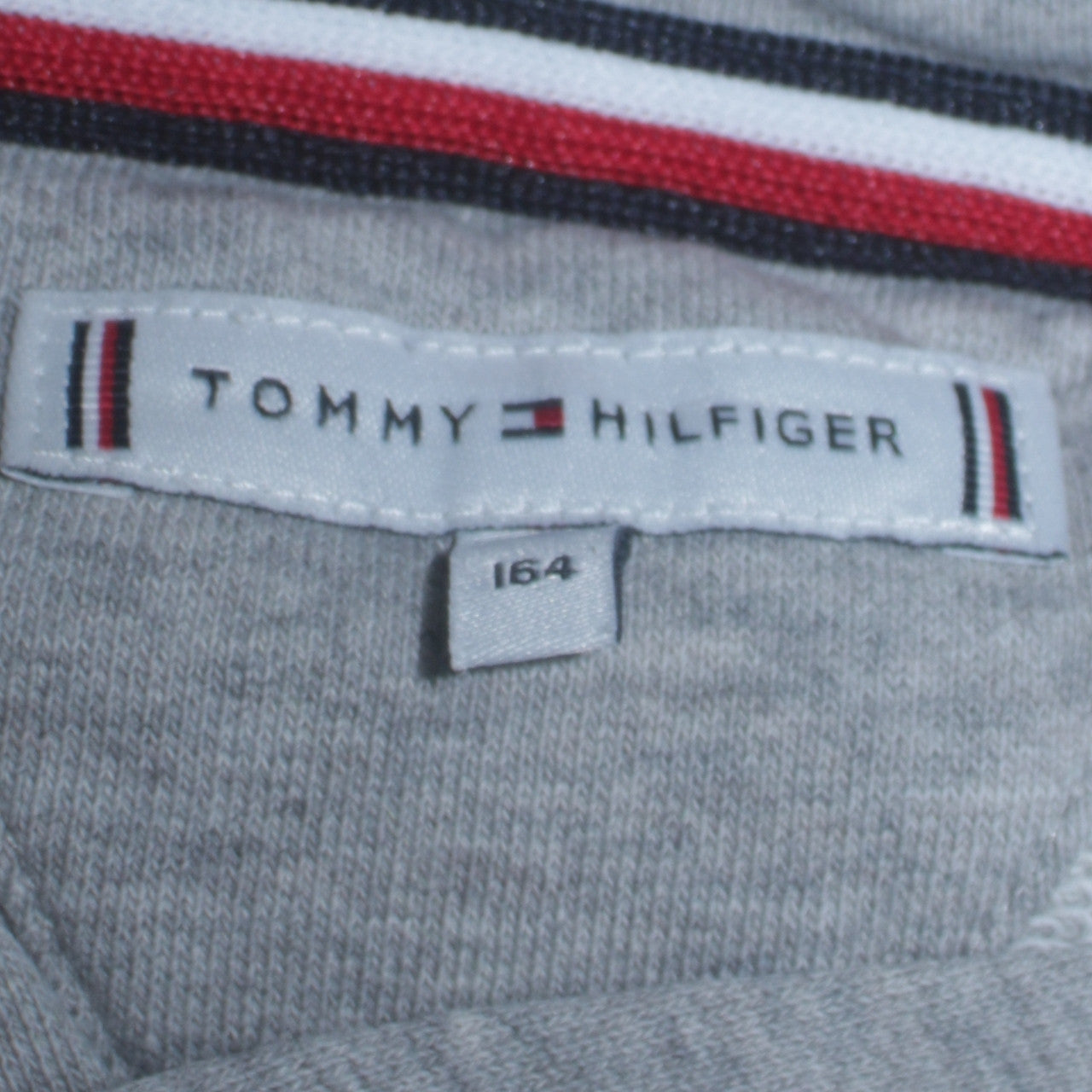 Tommy Hilfiger Boys Grey Pullover Hoodie Size 164 Logo Sweatshirt