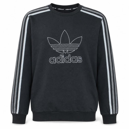 adidas Men Black Small Pullover Logo Crew Neck Sweatshirt