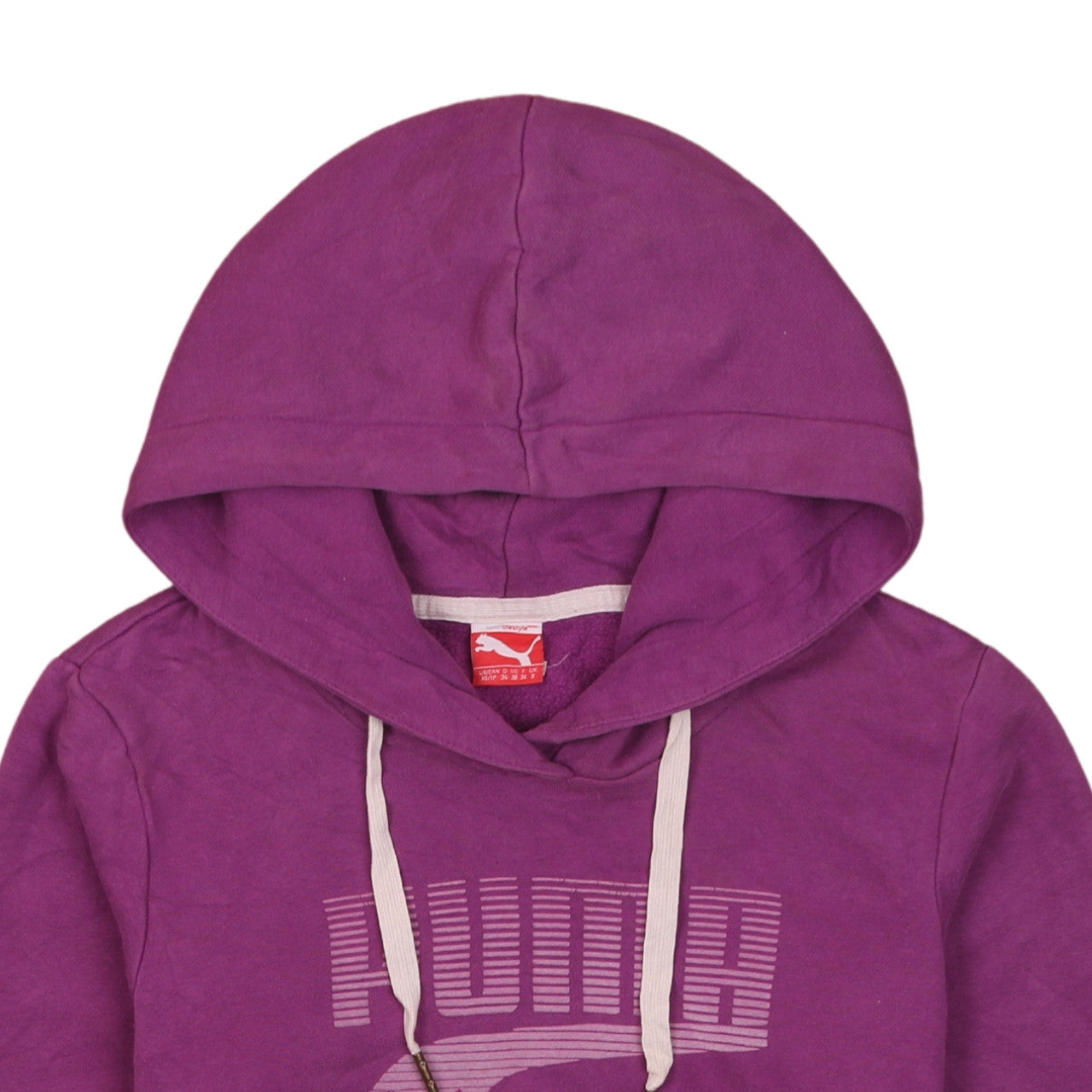Puma Womens Purple Pullover Hoodie Size 8 Logo Graphic Sweatshirt