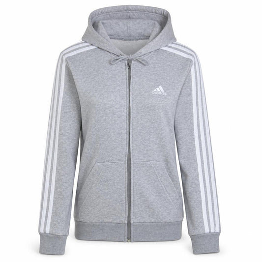 Adidas Women Grey Full Zip Hoodie Small 8-10 Hooded Sweatshirt