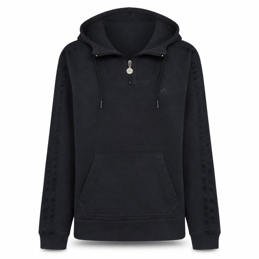 Adidas Women Black 1/4 Zip Hooded Sweatshirt Size 10 Organic Cotton