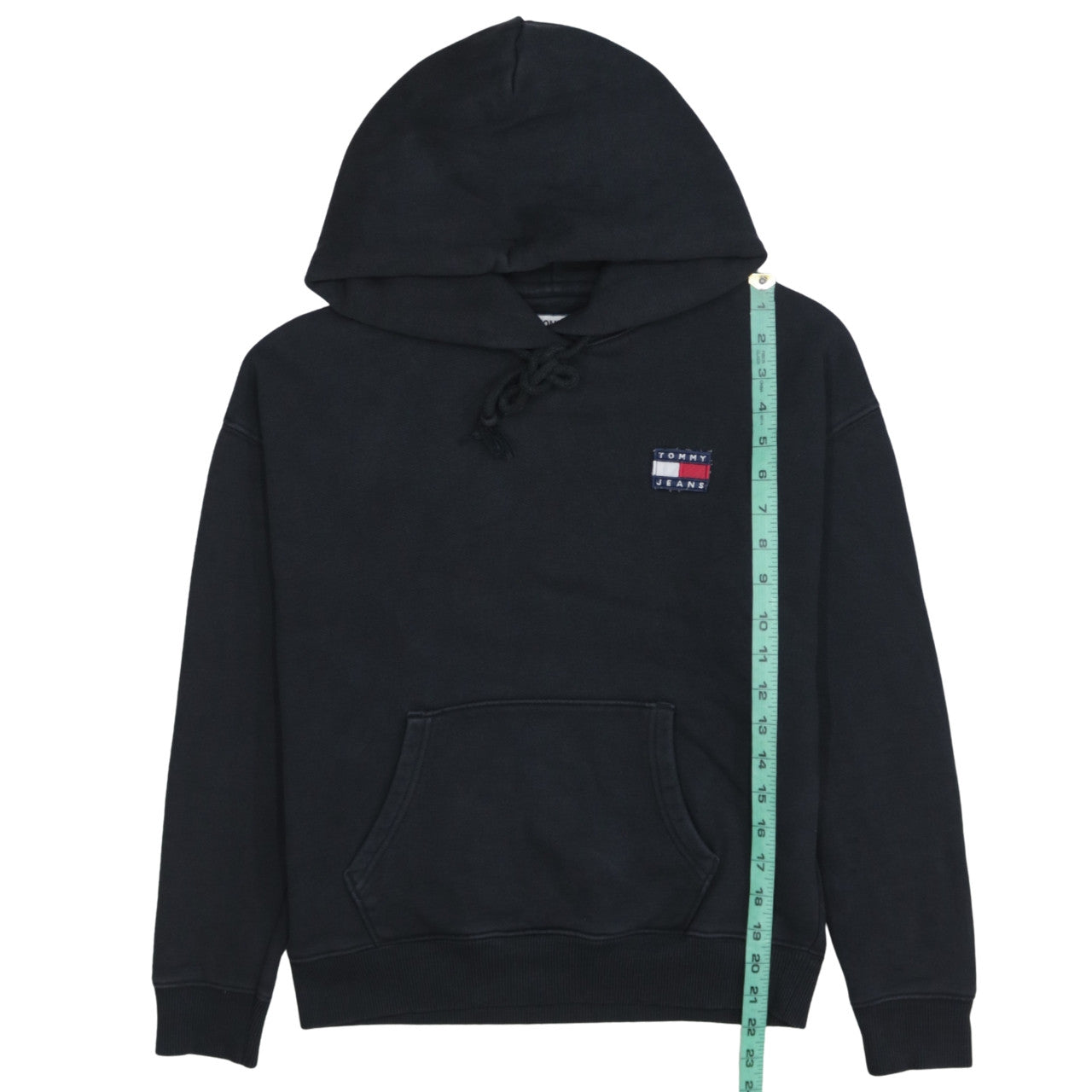 Tommy Jeans Women Black Small Pullover Hoodie Cotton Logo Casual
