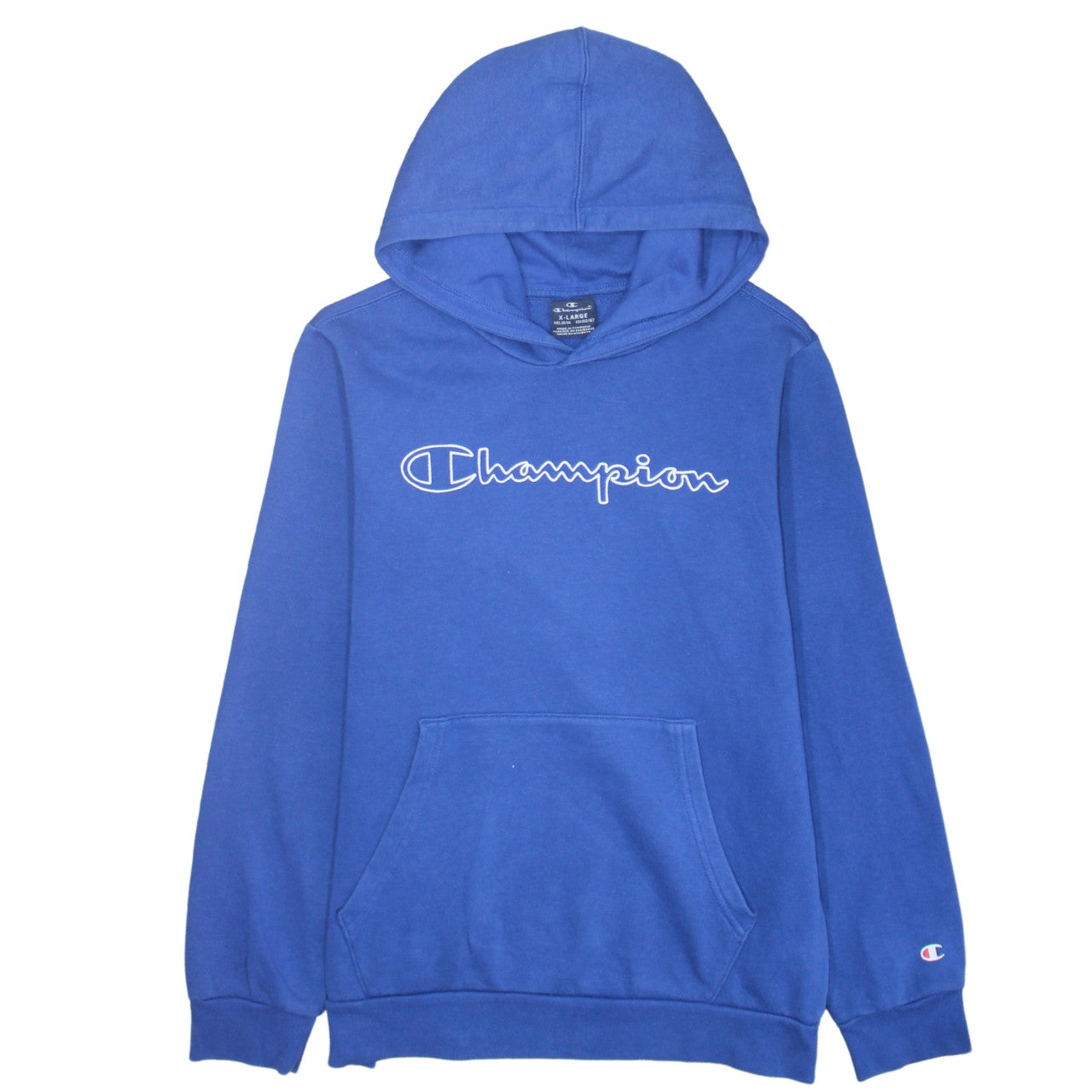 Champion Boys Blue Pullover Hoodie Size 13-14 Years Logo Fleece Sweatshirt