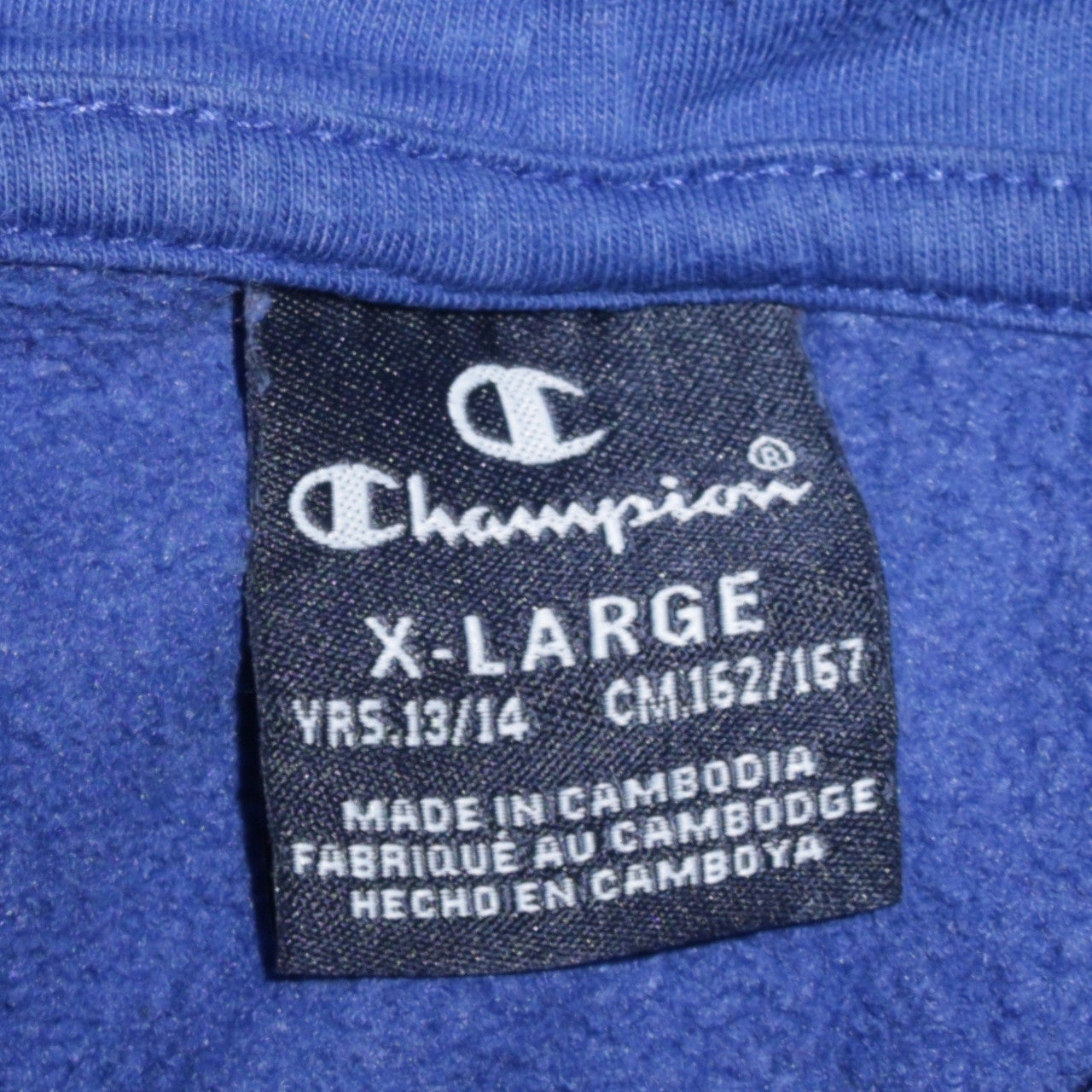 Champion Boys Blue Pullover Hoodie Size 13-14 Years Logo Fleece Sweatshirt