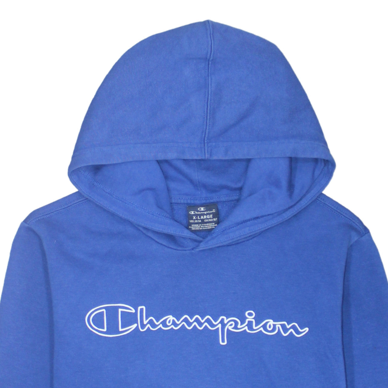 Champion Boys Blue Pullover Hoodie Size 13-14 Years Logo Fleece Sweatshirt