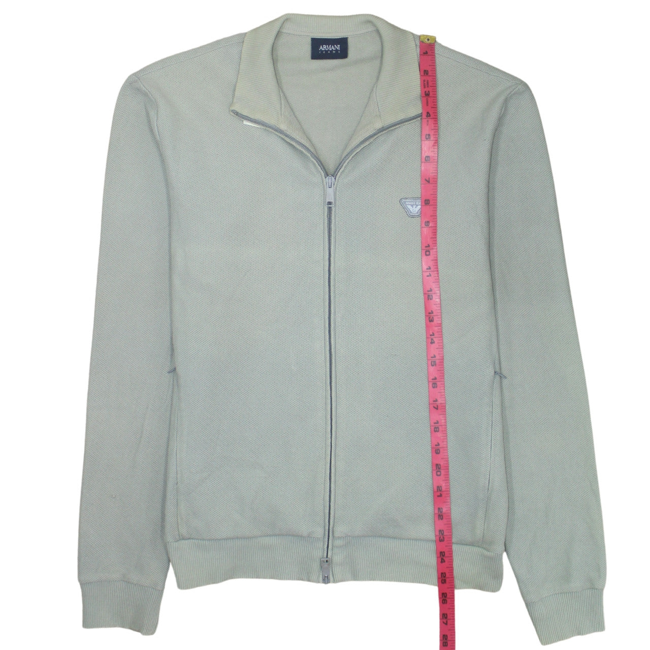 Armani Jeans Men's Grey Full Zip Collared Knit Jumper Size L