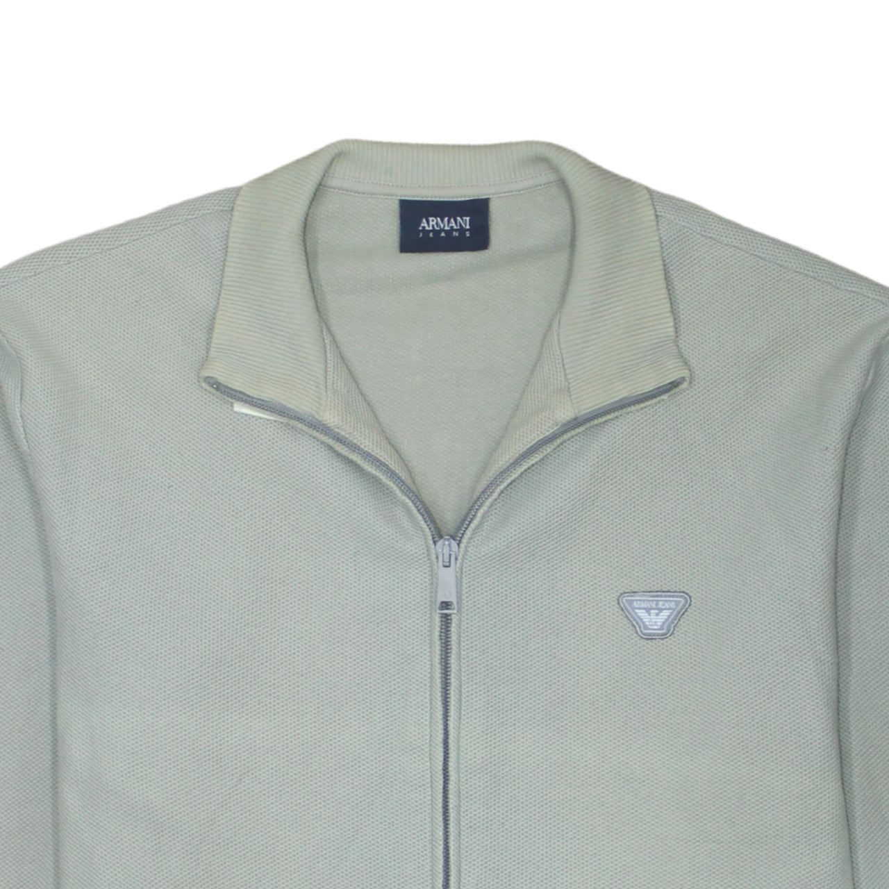 Armani Jeans Men's Grey Full Zip Collared Knit Jumper Size L
