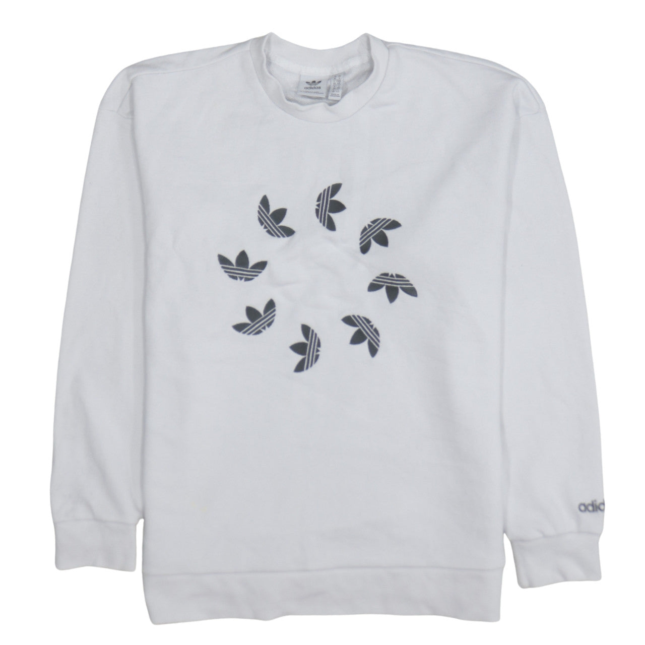 Adidas Womens White Crew Neck Pullover Sweatshirt Size 10 Cotton Blend