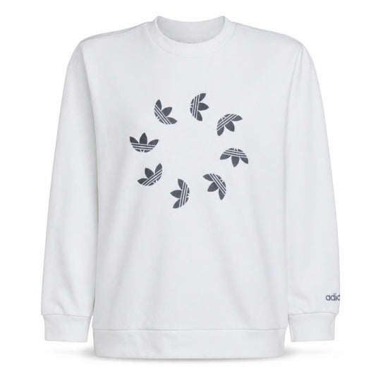 Adidas Womens White Crew Neck Pullover Sweatshirt Size 10 Cotton Blend