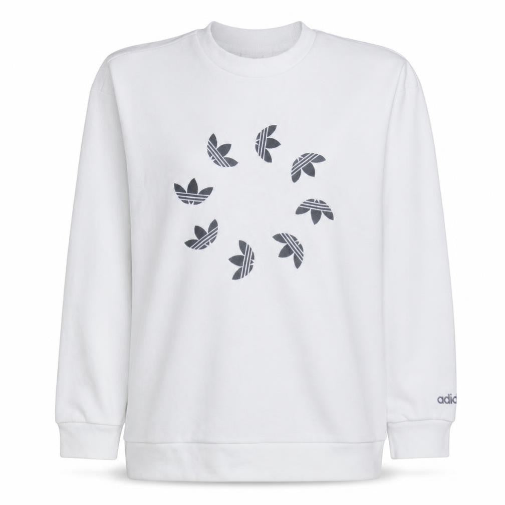 Adidas Womens White Crew Neck Pullover Sweatshirt Size 10 Cotton Blend
