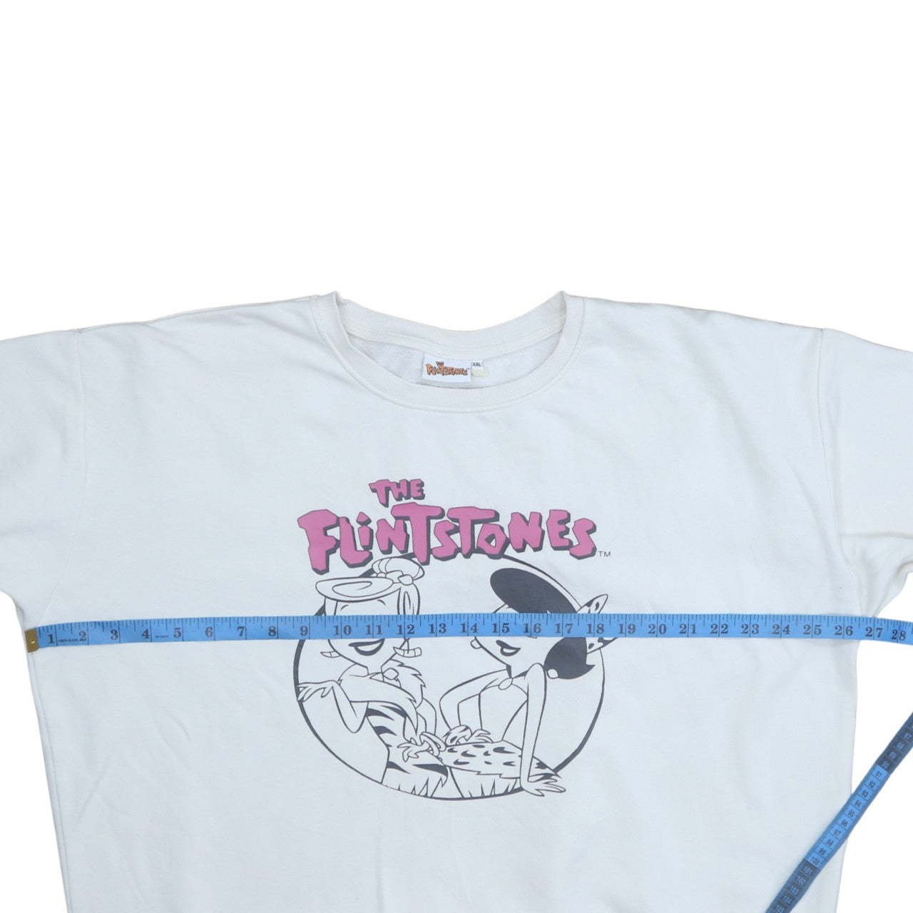The Flintstones Womens White XXL Pullover Sweatshirt Cartoon Graphic