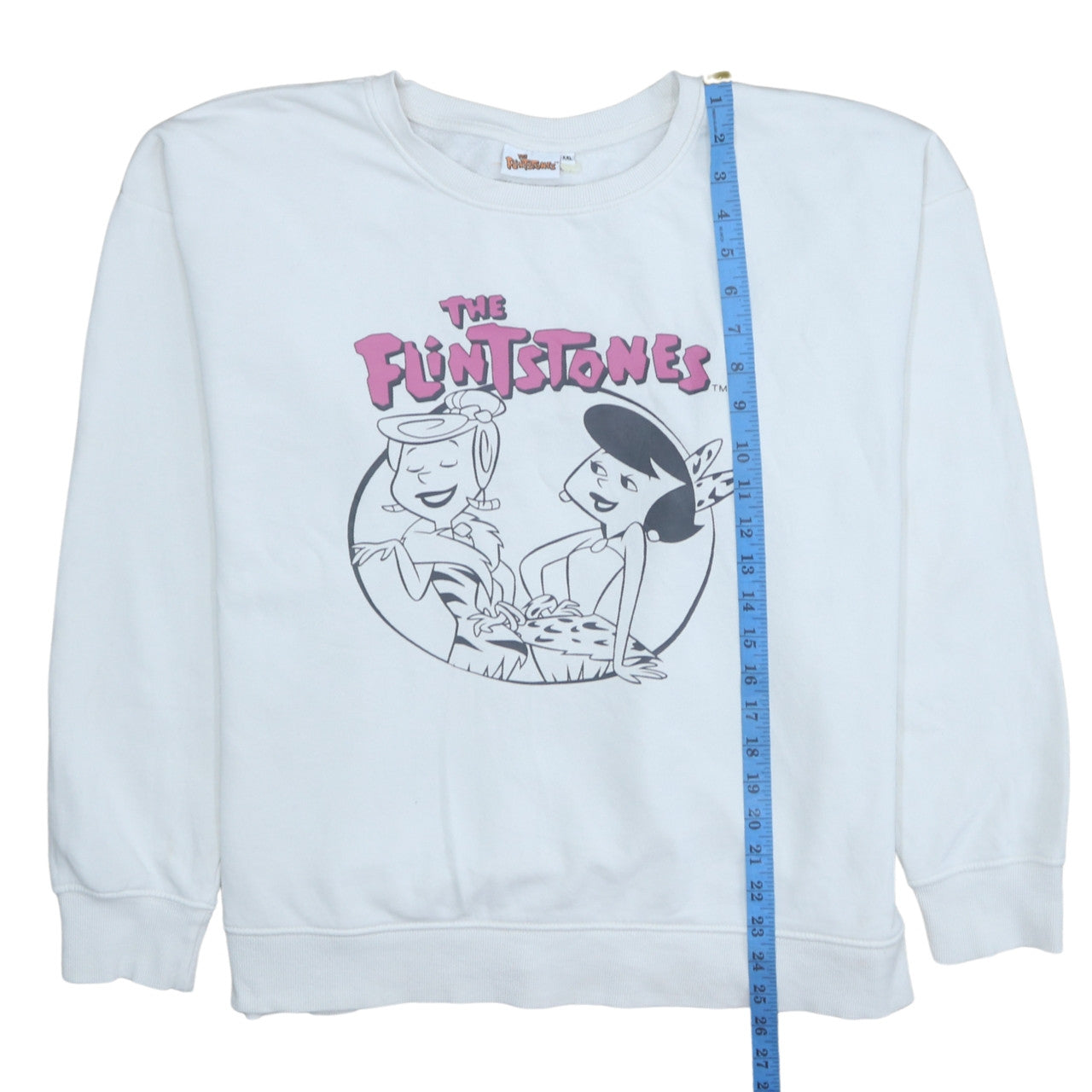 The Flintstones Womens White XXL Pullover Sweatshirt Cartoon Graphic