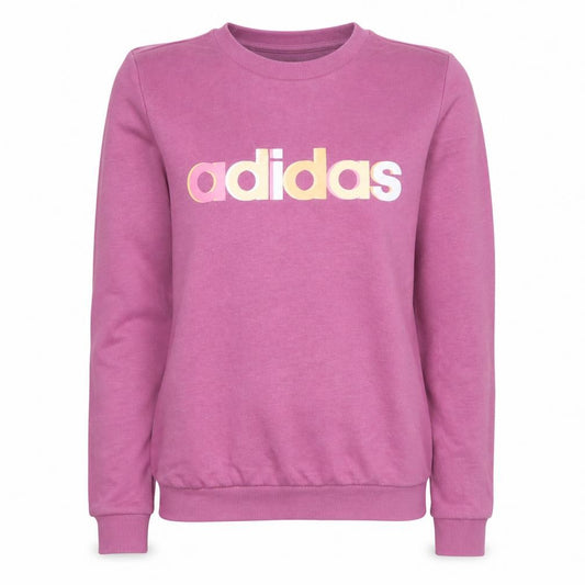 Adidas Womens Pink Logo Crew Neck Pullover Sweatshirt Size 12-14