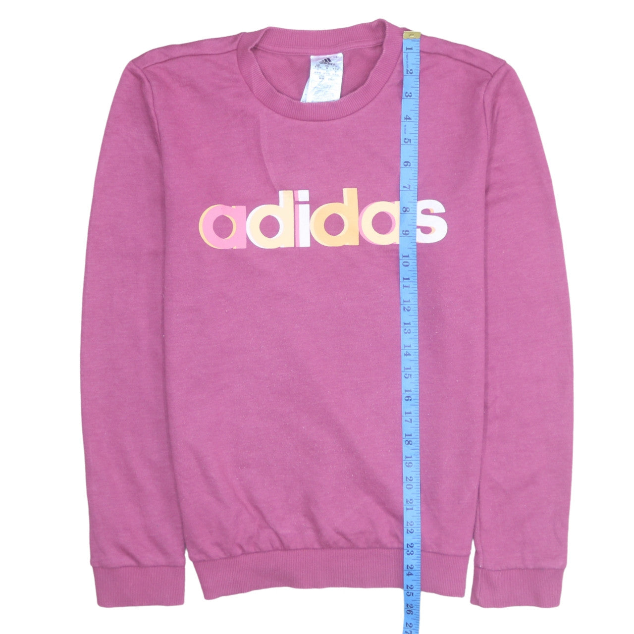 Adidas Womens Pink Logo Crew Neck Pullover Sweatshirt Size 12-14