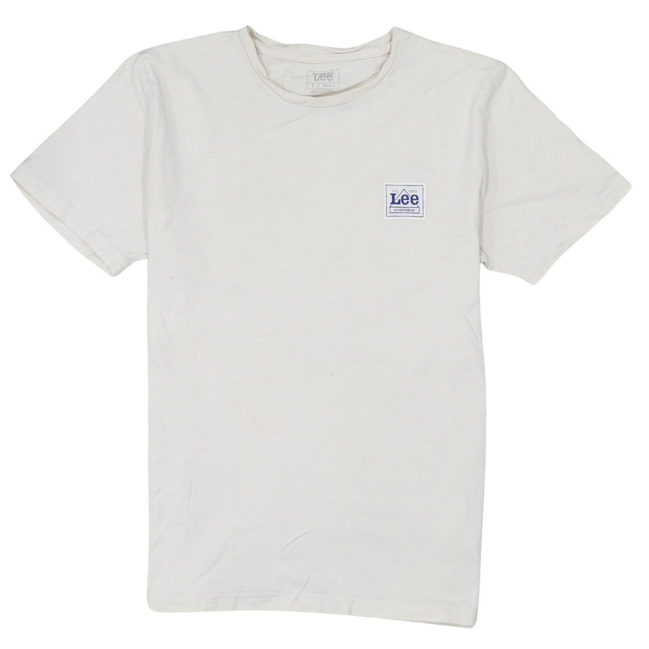 Lee Men's White Regular Fit Crew Neck Logo T-Shirt Size S