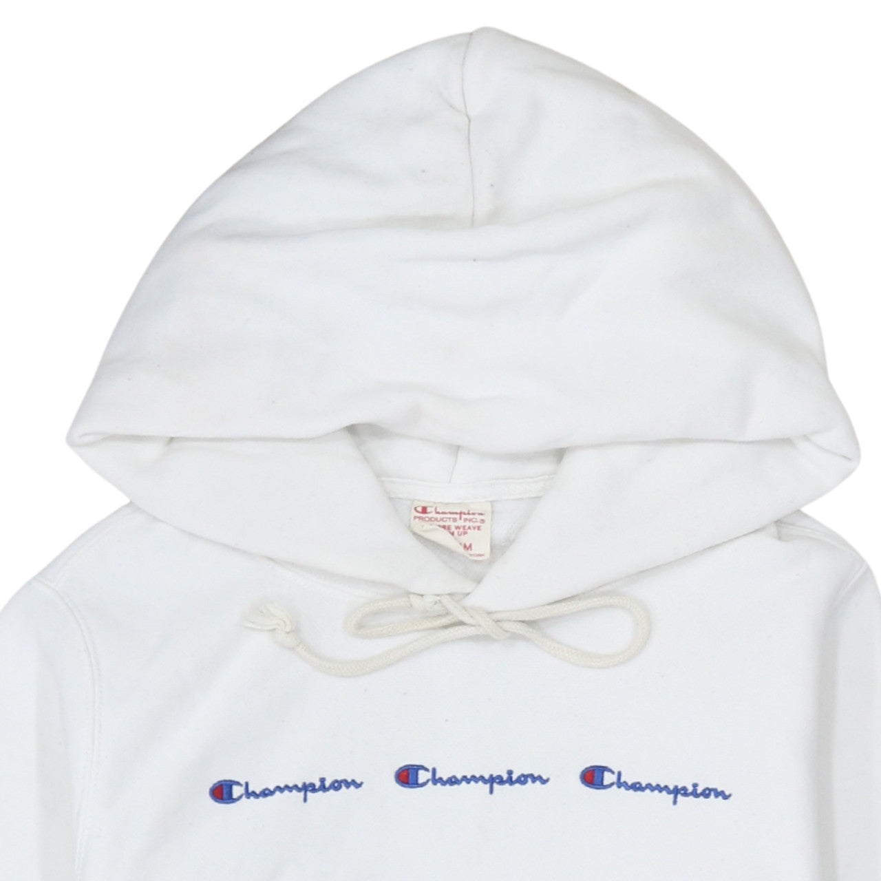 Champion Womens White Reverse Weave Hoodie Medium Pullover Cotton Blend