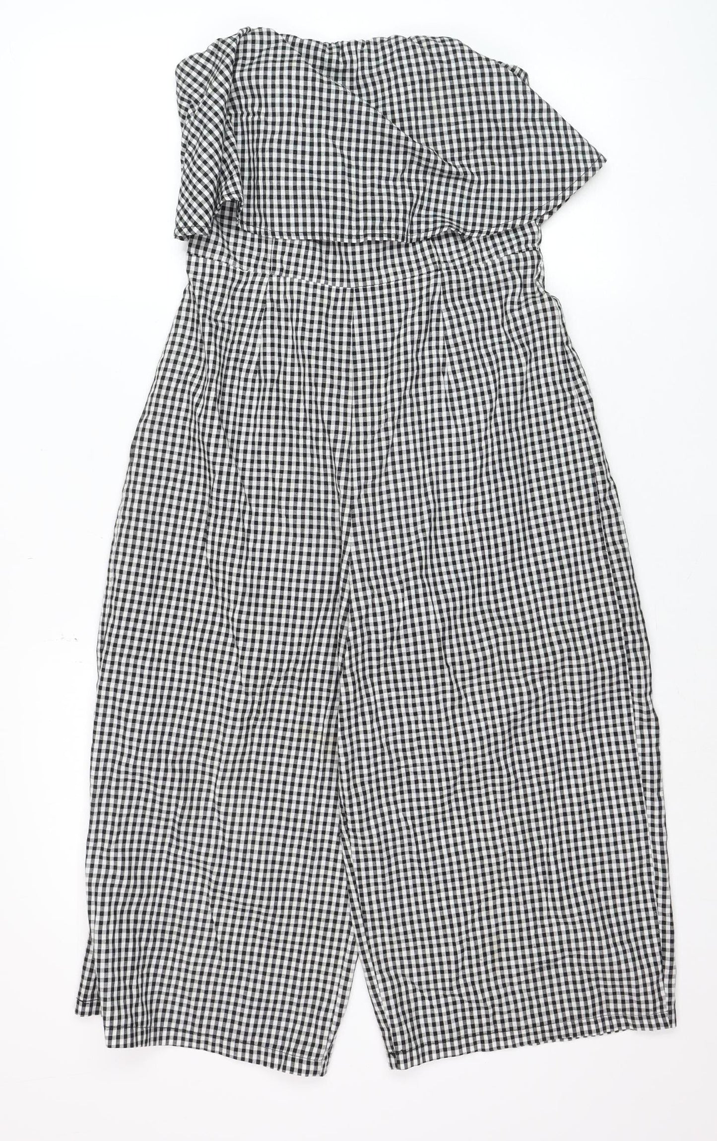 Luwalot Women’s Black Gingham Off Shoulder Wide-Leg Jumpsuit Size 10