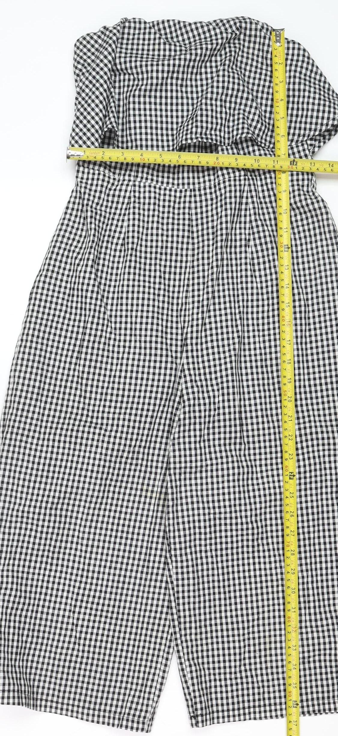 Luwalot Women’s Black Gingham Off Shoulder Wide-Leg Jumpsuit Size 10