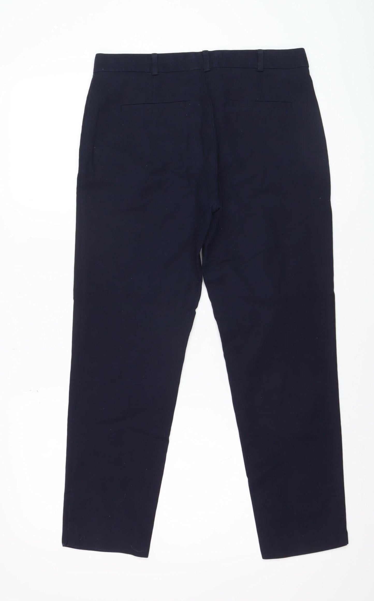 Mango Women Navy Blue Slim Trousers Size 10 Cotton Blend