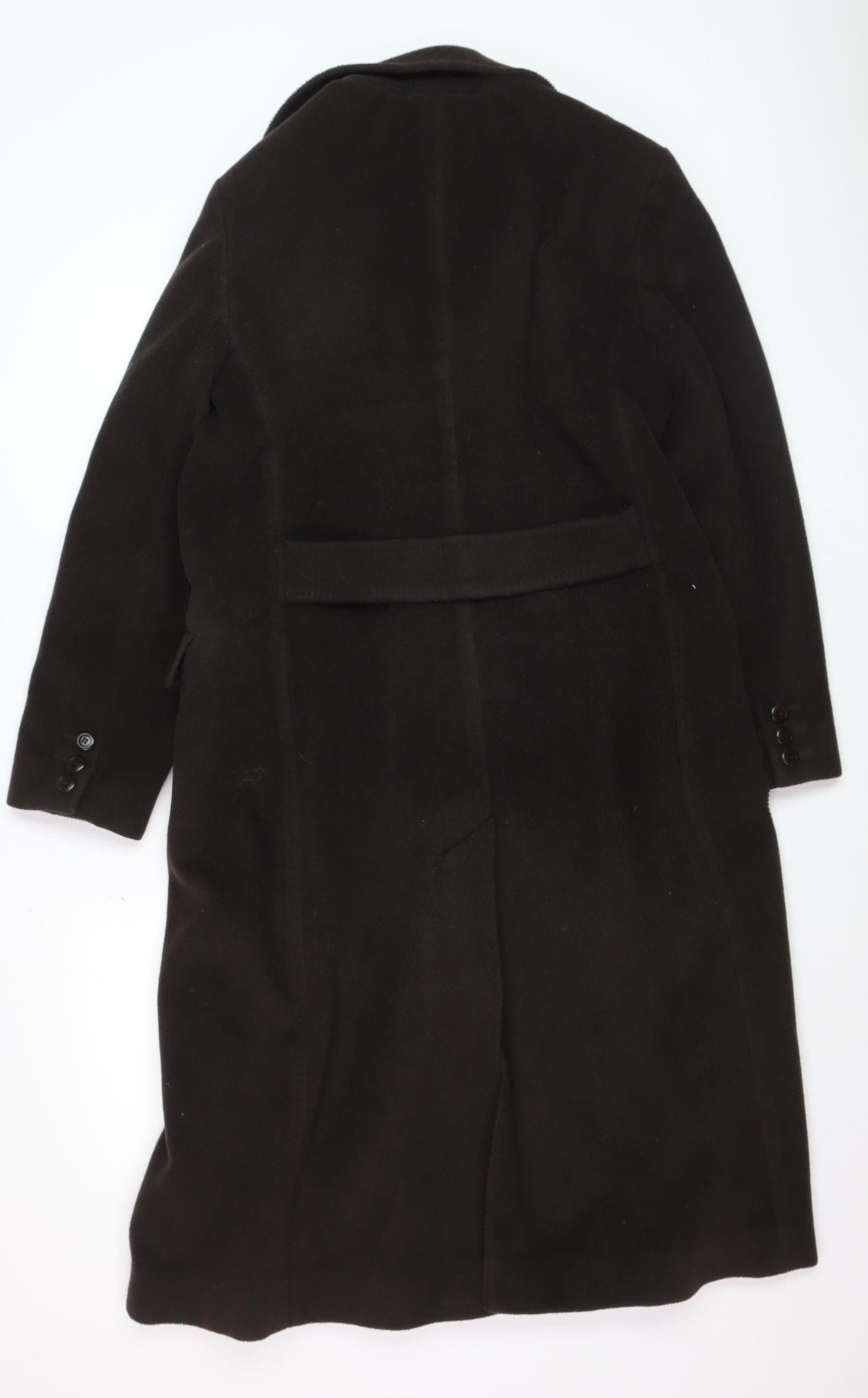 Jigsaw Women’s Black Wool Long Overcoat Size 14 Classic Formal