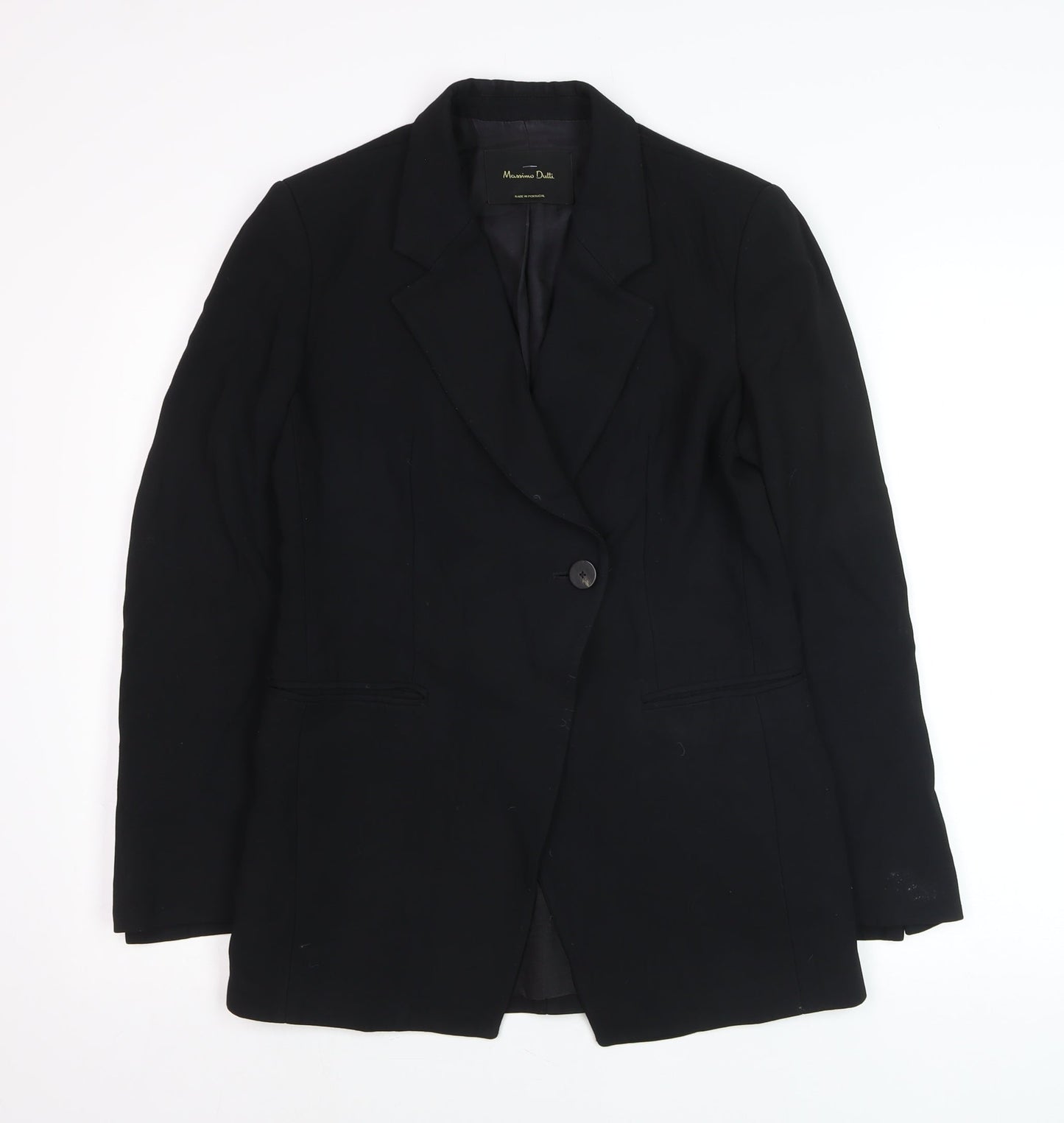 Massimo Dutti Womens Black Wool Blazer Jacket Size 12