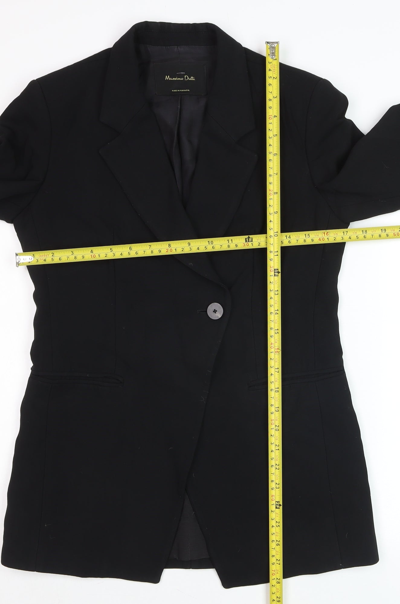 Massimo Dutti Womens Black Wool Blazer Jacket Size 12