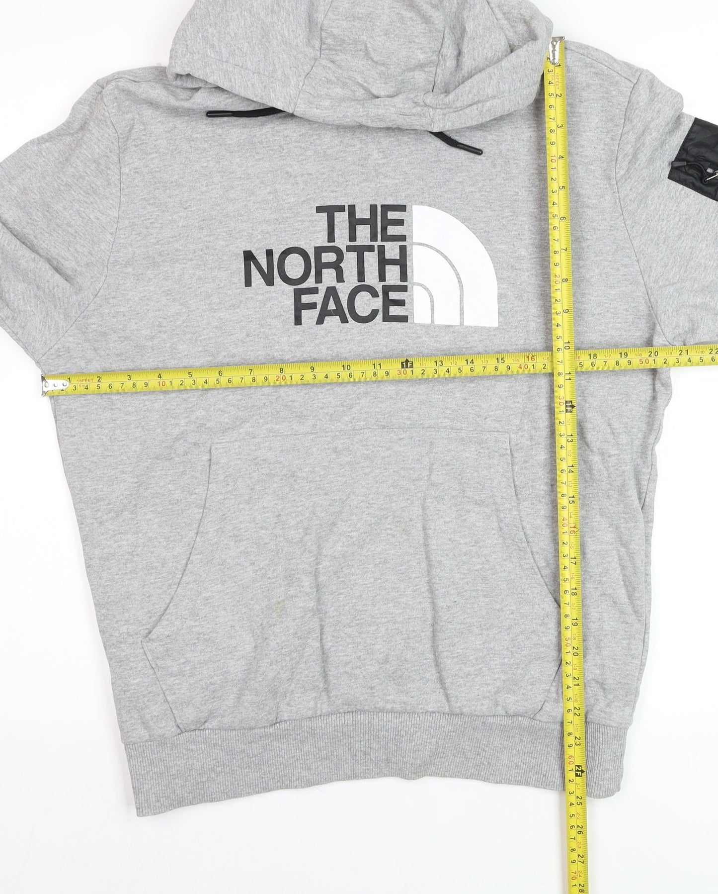 The North Face Men's Grey Pullover Hoodie M Regular Fit Logo Design