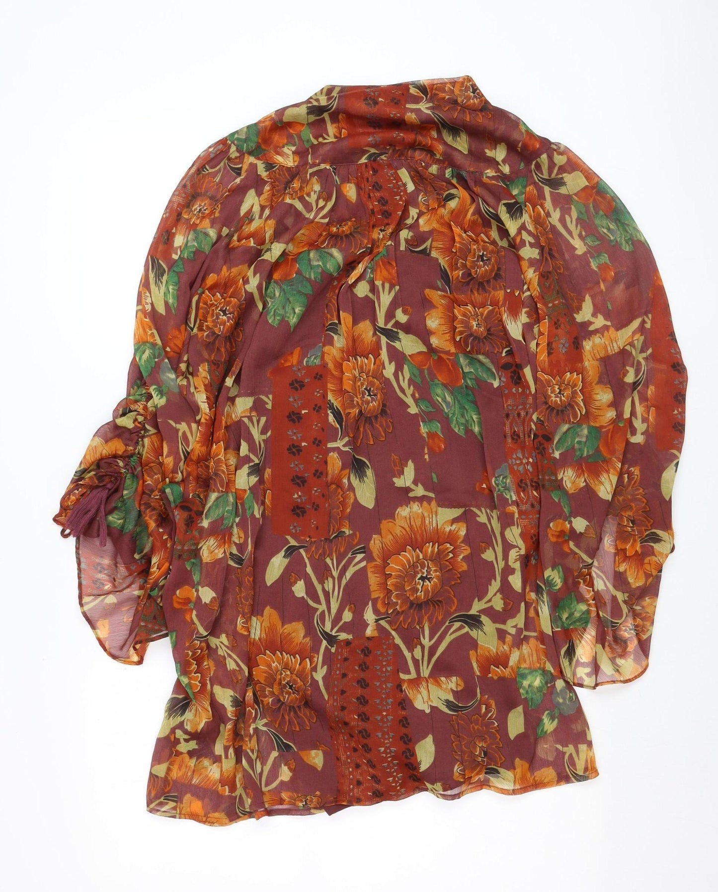 Topshop Women's Multicoloured Floral Chiffon Bohemian Blouse UK 10