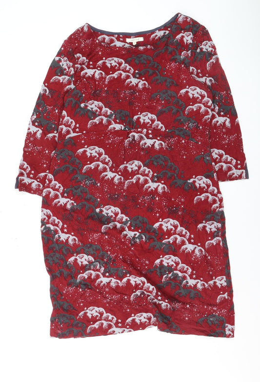 White Stuff Women Red Animal Print Shift Dress Size 12