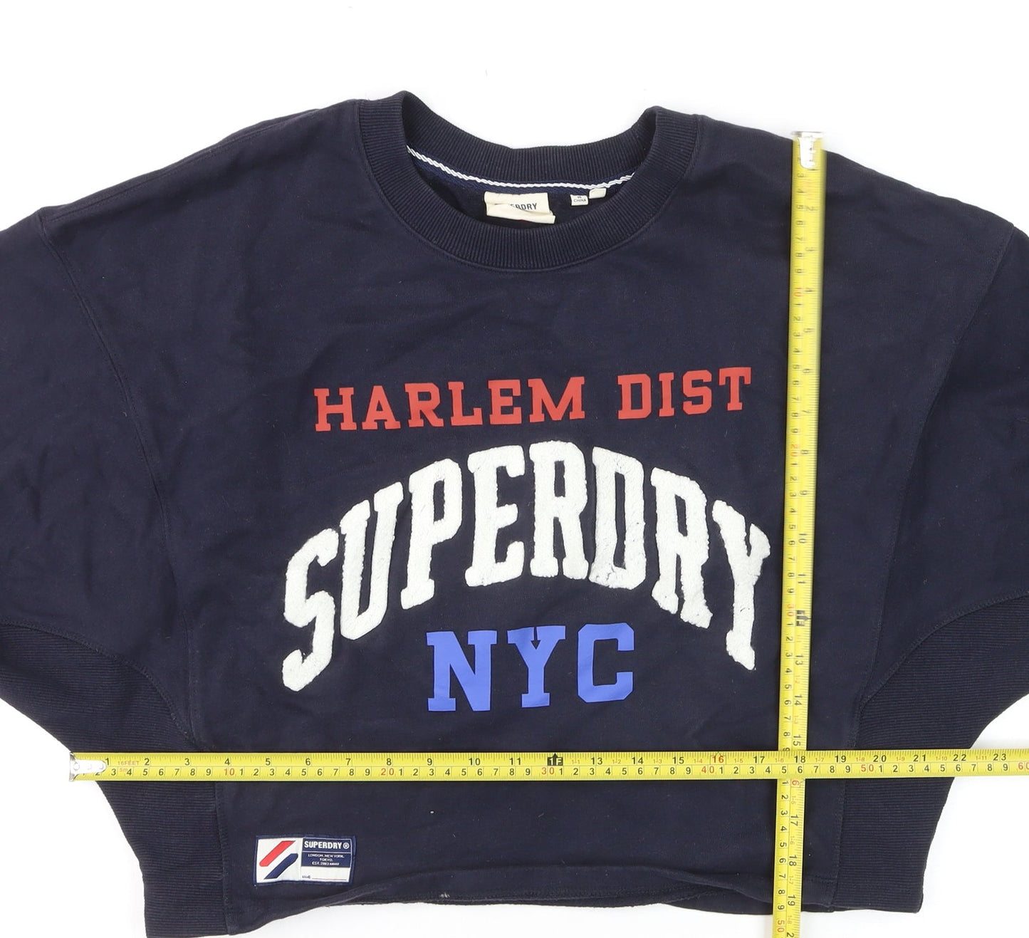 Superdry Womens Navy Harlem Dist NYC Crew Neck Sweatshirt Size 12