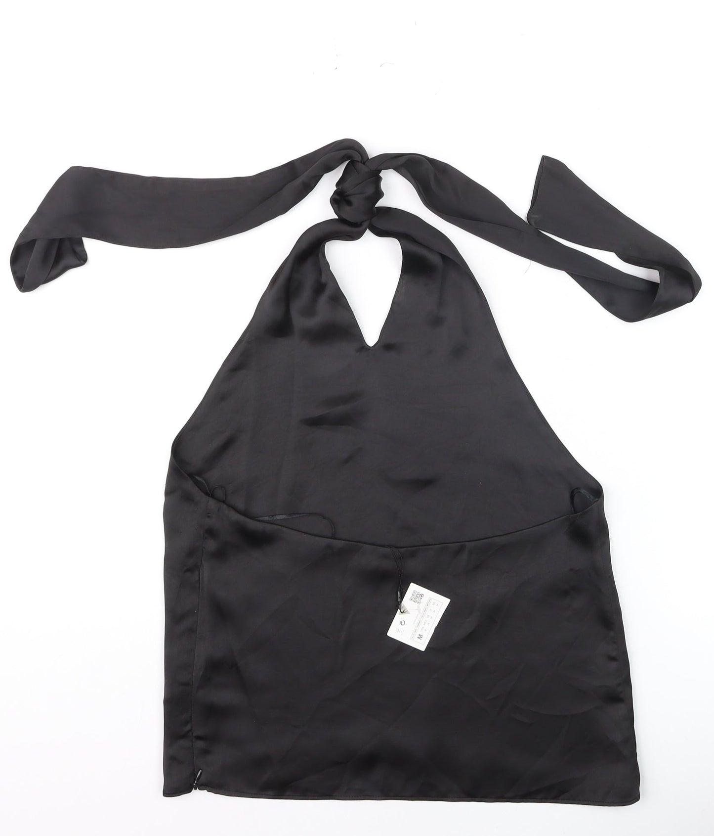 Zara Women's Black Satin Halter Camisole Tank Top Size 12