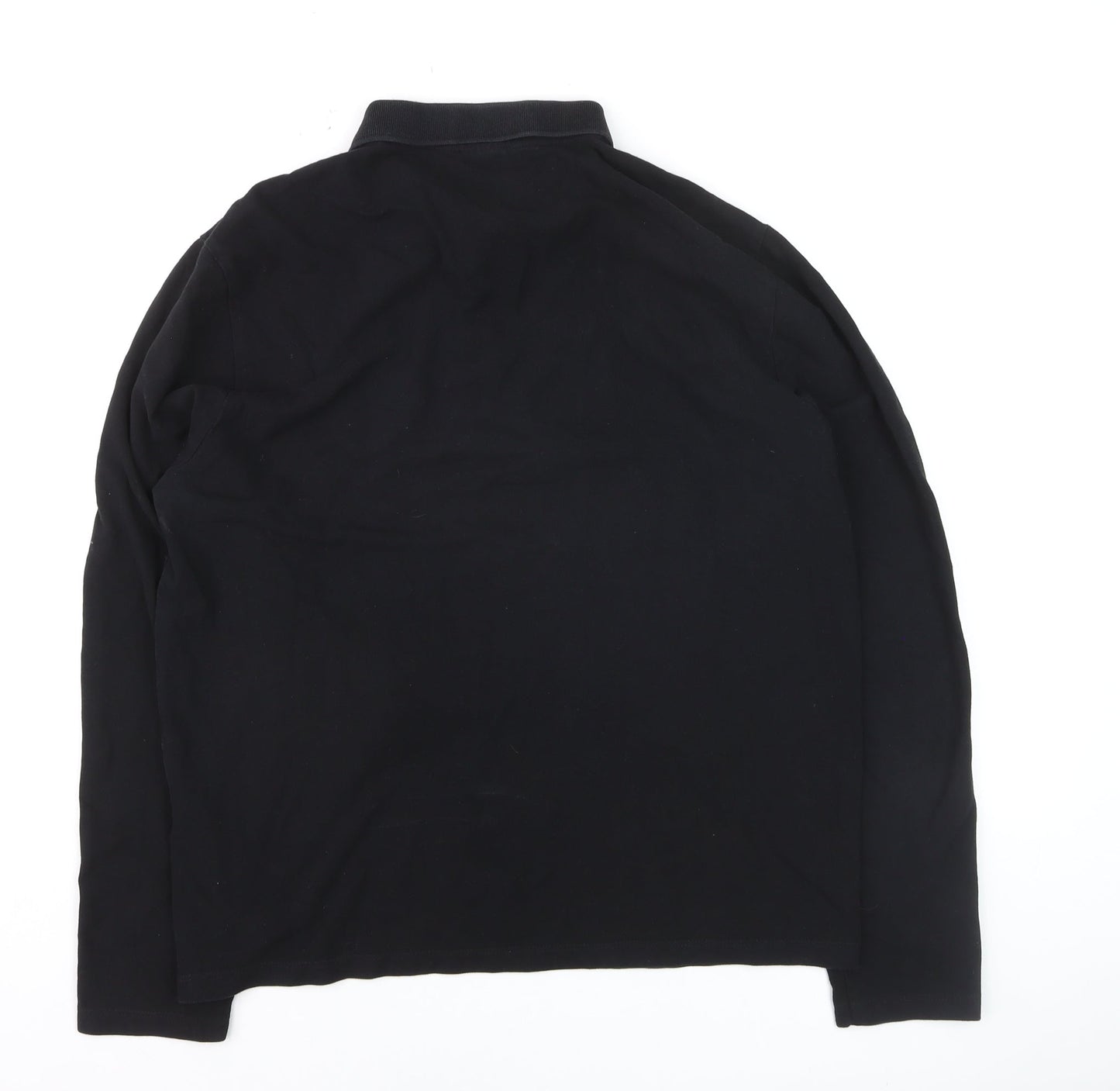 ASOS Men's Black Long Sleeve Cotton Stretch Polo Shirt Size L