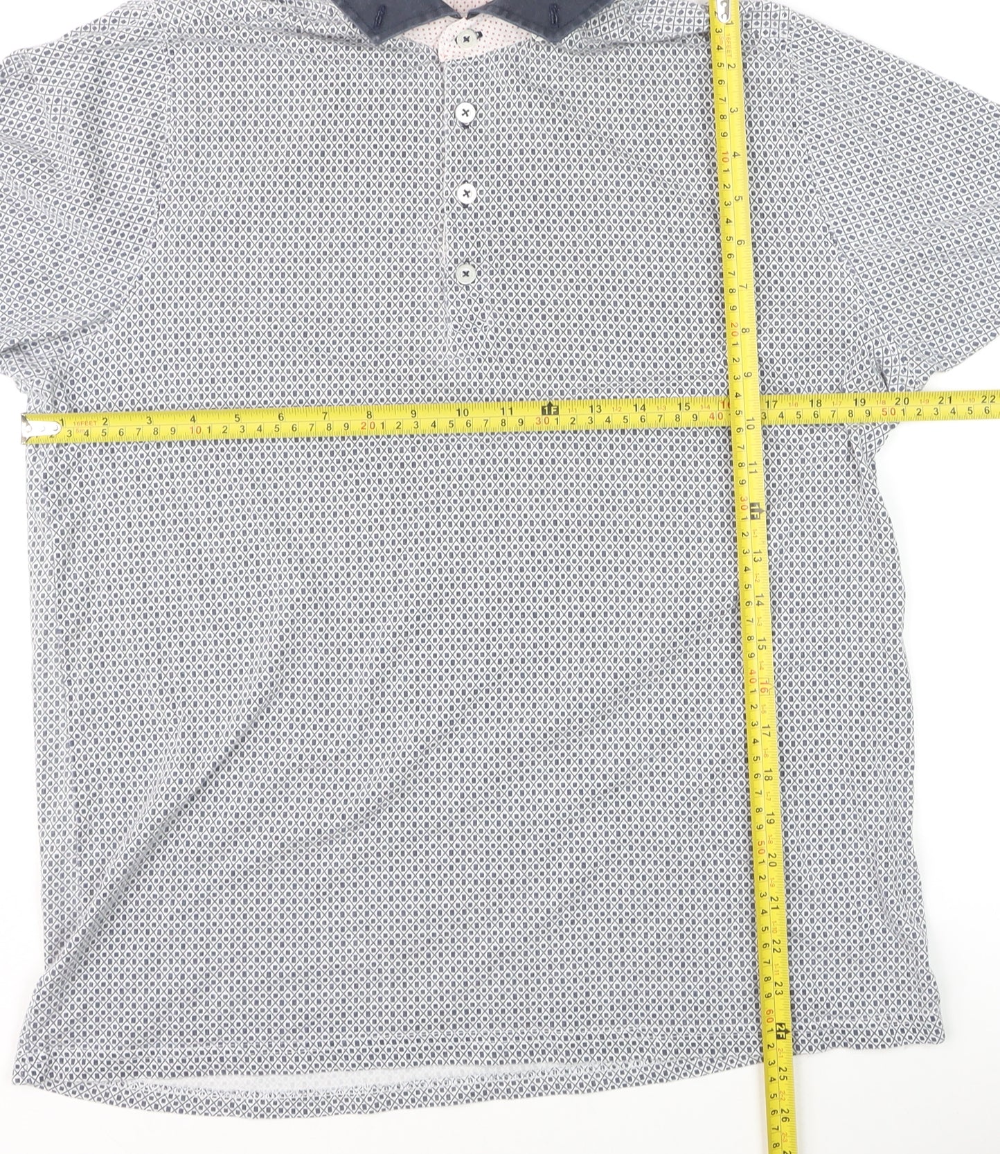 Jiggler Lord Berlue Men's Blue Geometric Pattern Polo Shirt XL