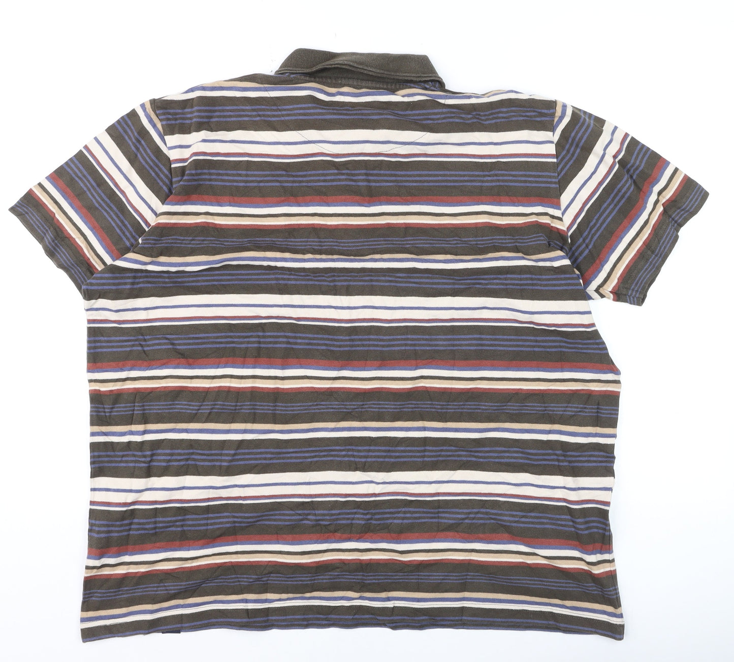 Cotton Traders Men's Dark Olive XL Striped Short Sleeve Polo Shirt