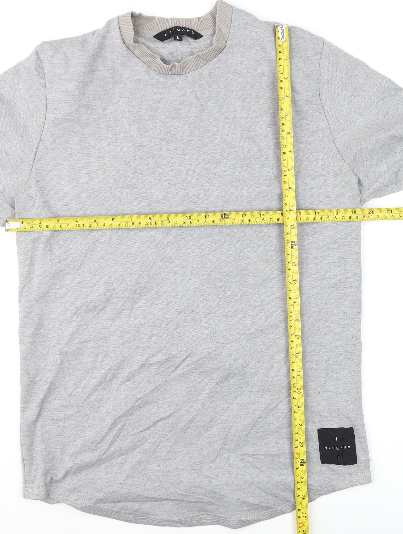Hermano Men's Grey Short Sleeve Crew Neck T-Shirt Size L