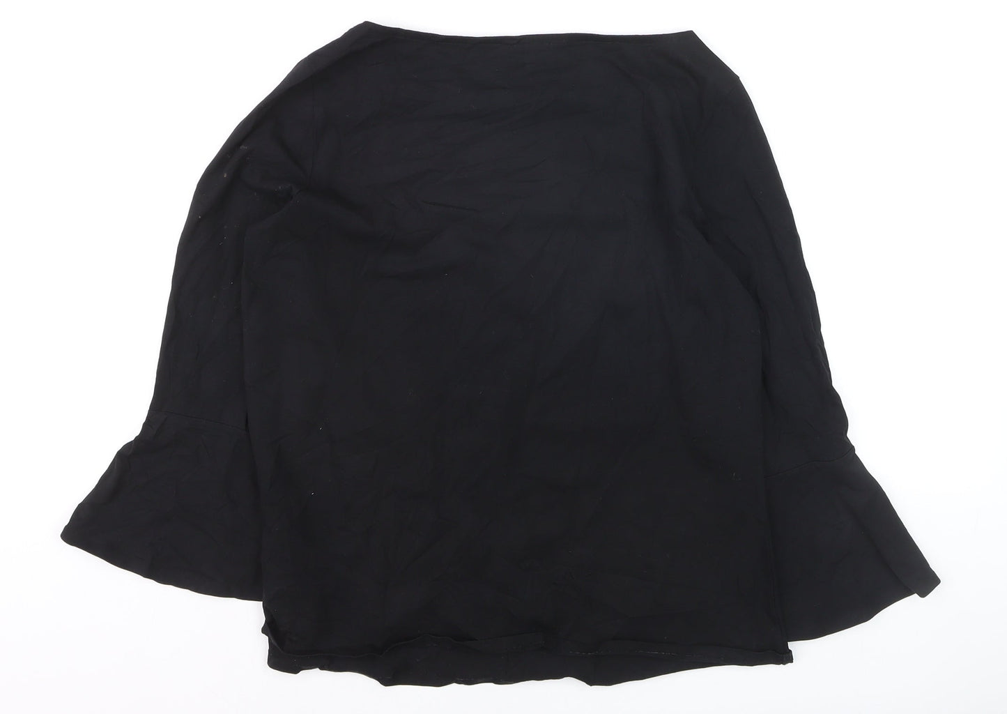 Hobbs Women’s Black Cotton Stretch Tunic Blouse M 3/4 Bell Sleeve