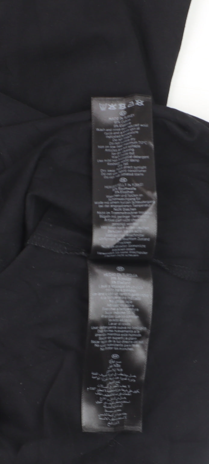 Hobbs Women’s Black Cotton Stretch Tunic Blouse M 3/4 Bell Sleeve
