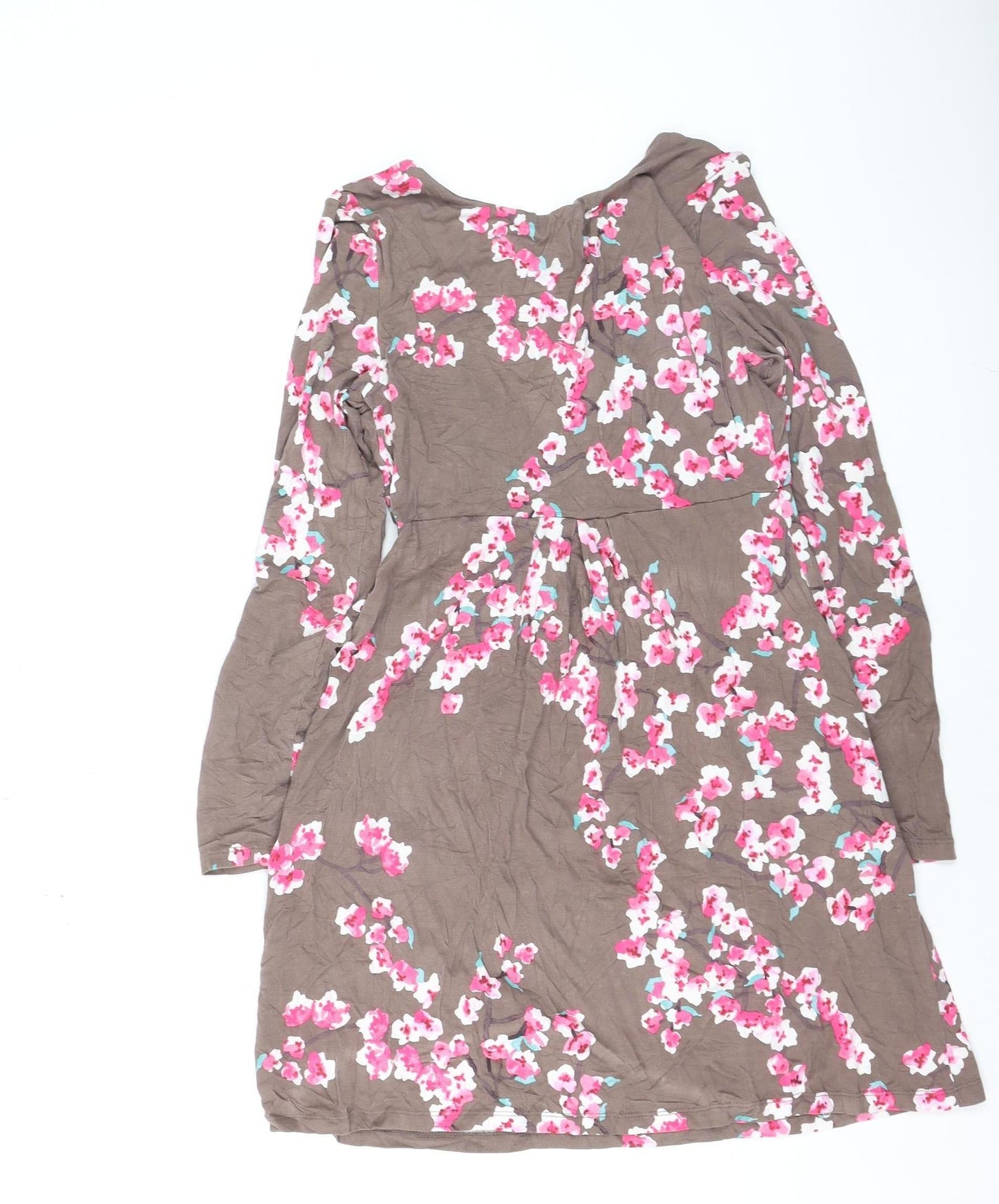 Joules Women Brown Floral A-Line Jersey Dress Size 8