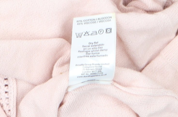 Dorothy Perkins Women’s Pink Crochet Long Sleeve Pullover Jumper Size 12