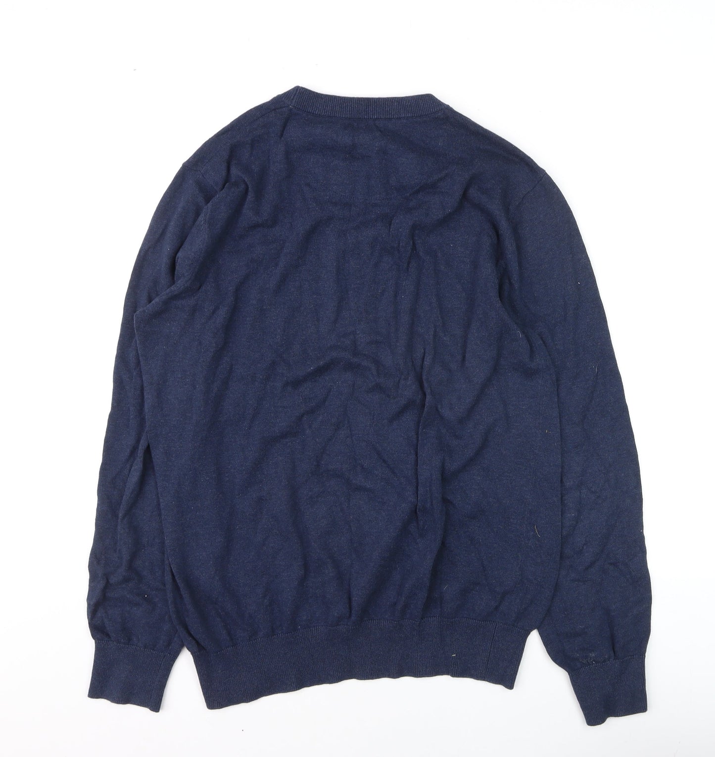 Sterling Men's Blue Cotton Crew Neck Pullover Jumper L