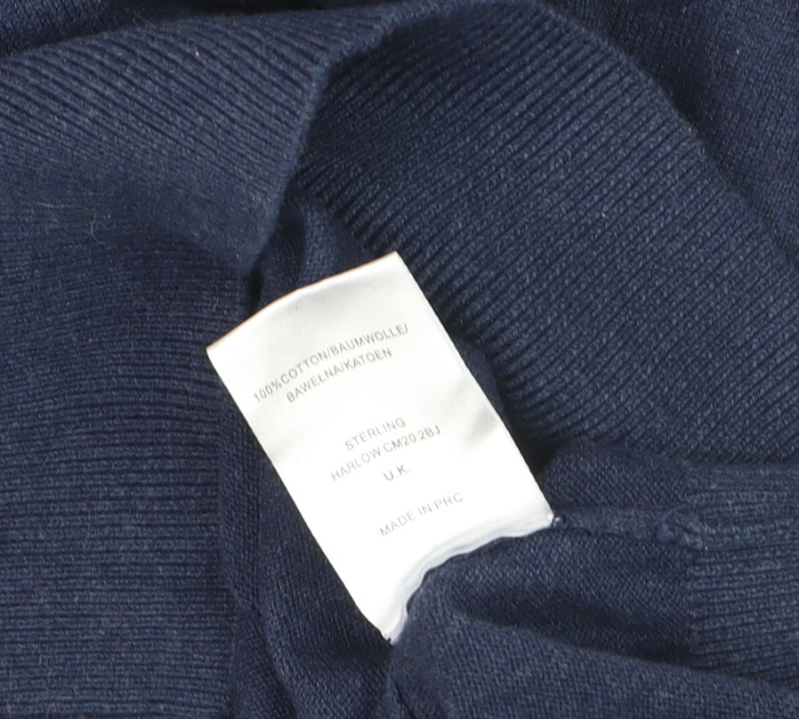 Sterling Men's Blue Cotton Crew Neck Pullover Jumper L