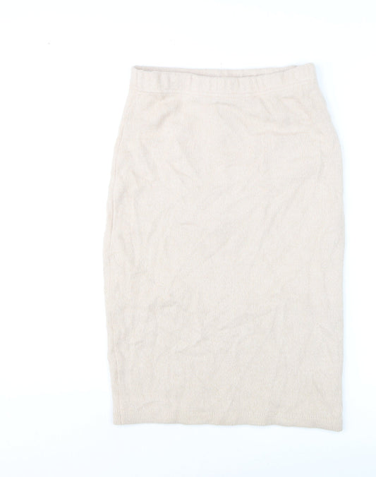 Raggio di Luna Women Beige Wool Angora Knit Pencil Skirt M