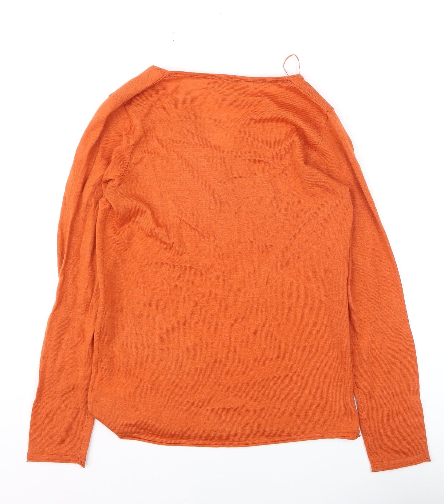 Ellen Tracy Women’s Orange Merino Wool Blend Henley Jumper Size S