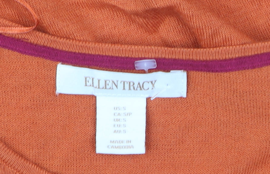 Ellen Tracy Women’s Orange Merino Wool Blend Henley Jumper Size S