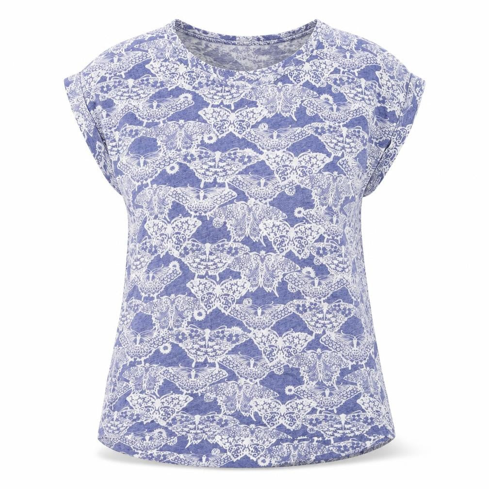 New Look Women Blue Floral Print Basic T-Shirt Size 12
