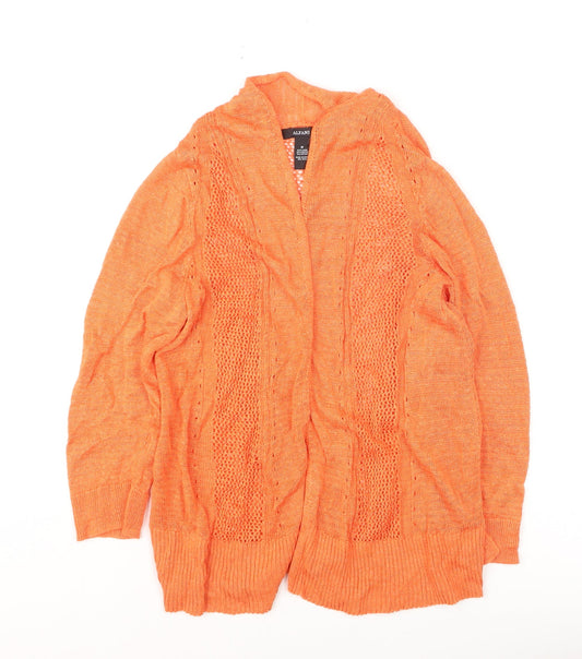 Alfani Women’s Orange Open-Knit Linen-Blend Cardigan M