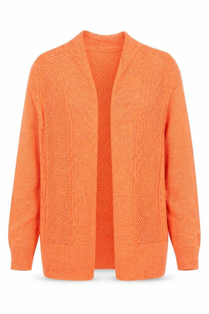 Alfani Women’s Orange Open-Knit Linen-Blend Cardigan M