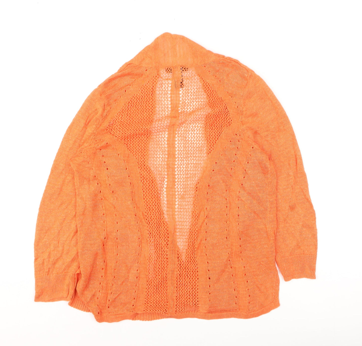 Alfani Women’s Orange Open-Knit Linen-Blend Cardigan M