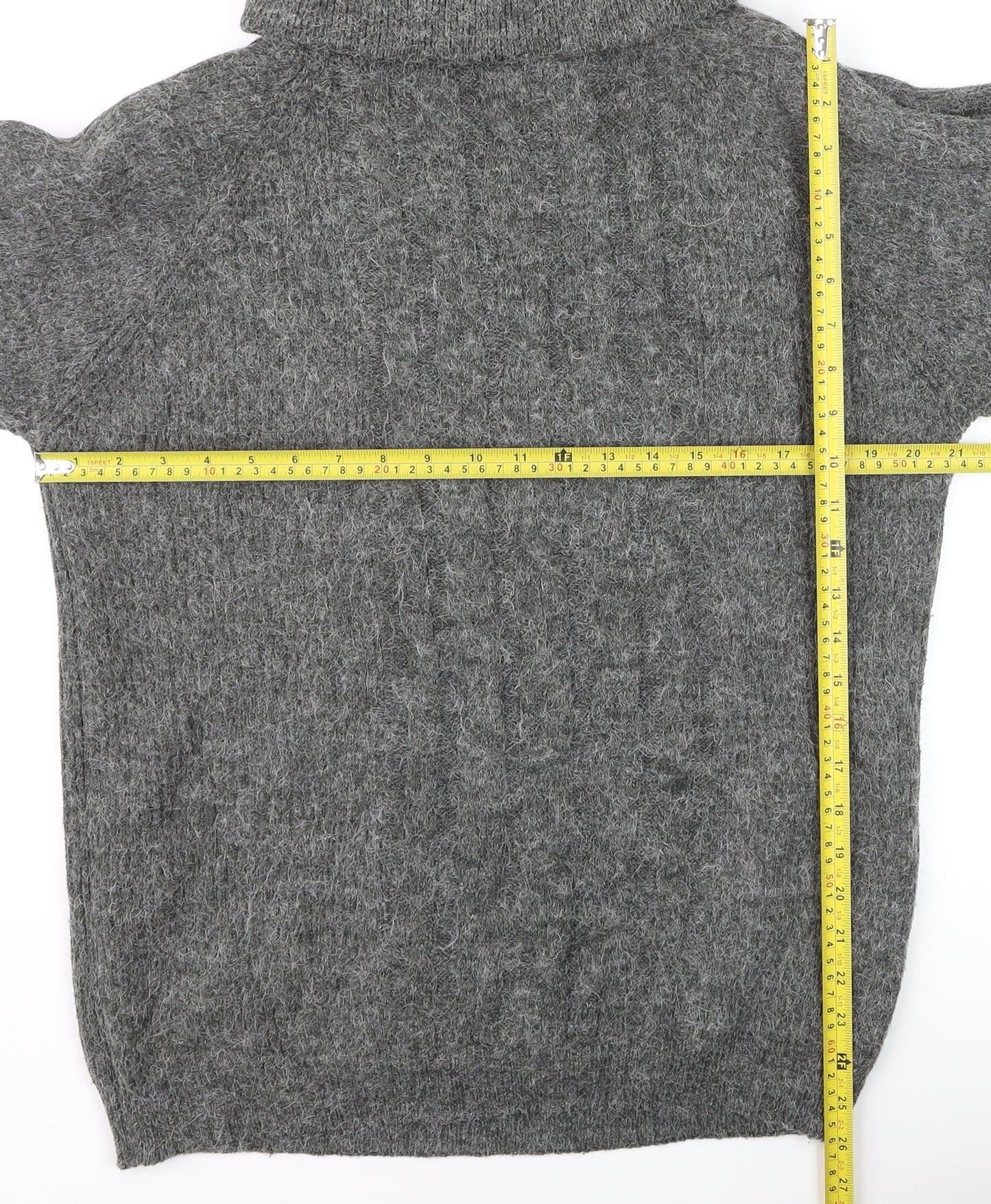 Yessica Women Grey Roll Neck Chunky Knit Wool Jumper Size 10-12