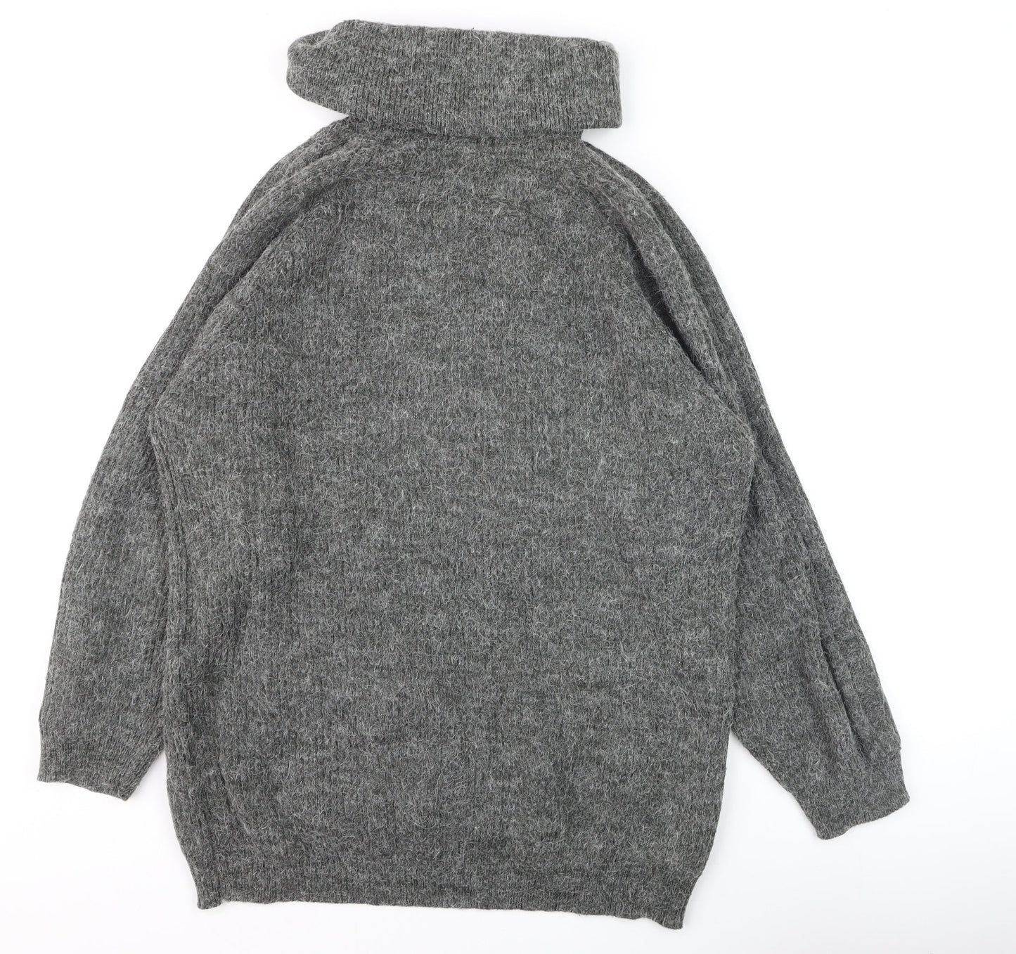 Yessica Women Grey Roll Neck Chunky Knit Wool Jumper Size 10-12